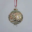 Large Crystal Globe w/ Green Glass End & w/ Hand Painted Ribbon- Egyptian Hand Blown Glass Ornament