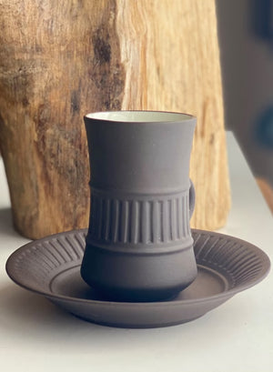 Dansk Flamestone Coffee Set - Coffee Pot, Lidded Cream & Sugar, Six Cups and Saucers