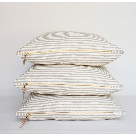 Linen Euro Pillow - Oatmeal and Ivory