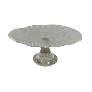 Small Cake Plate - Clear with fruit pattern