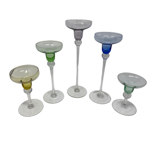 Coloured Glass Candlestick Holders (5)