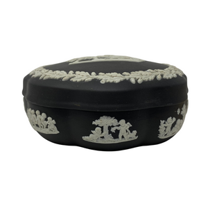 Black Jasperware Wedgwood Scalloped Trinket Box (AS IS)