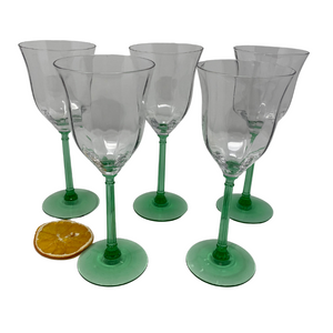 Green Stemmed Wine Glasses (5)