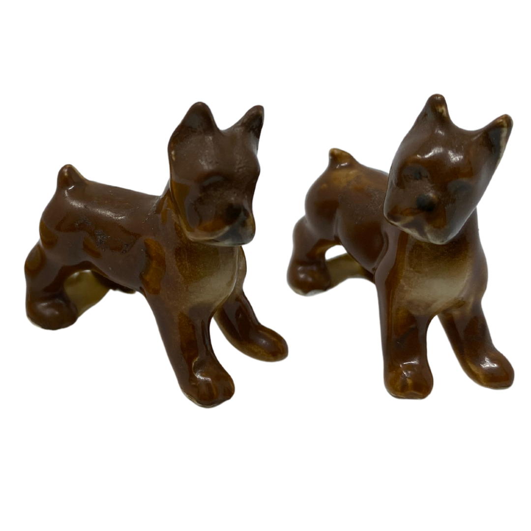 Miniature Brown Boxer Dogs Figures - Goebel