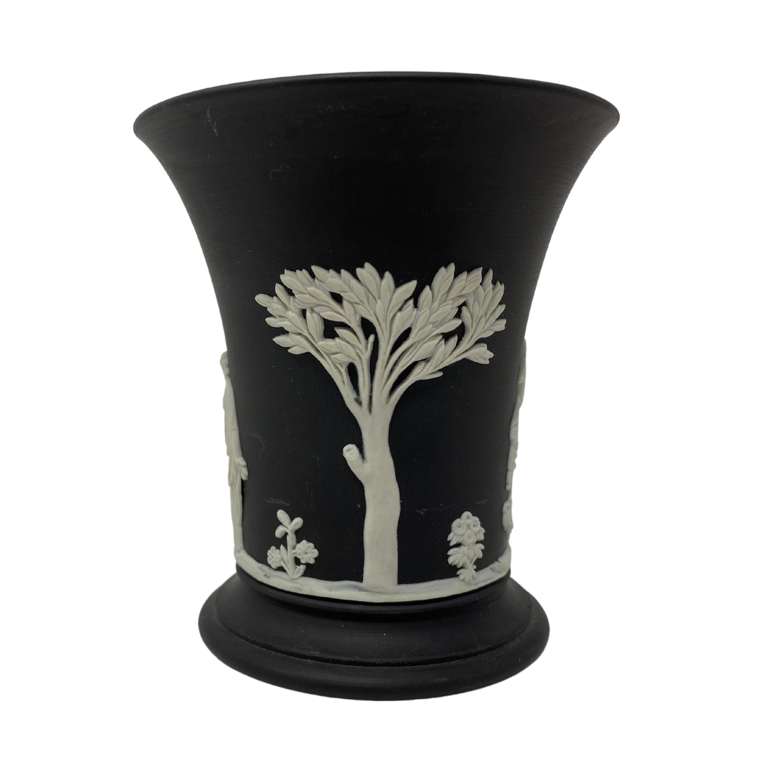 Black Jasperware Wedgwood Trumpet Vase - JUG & BASIN