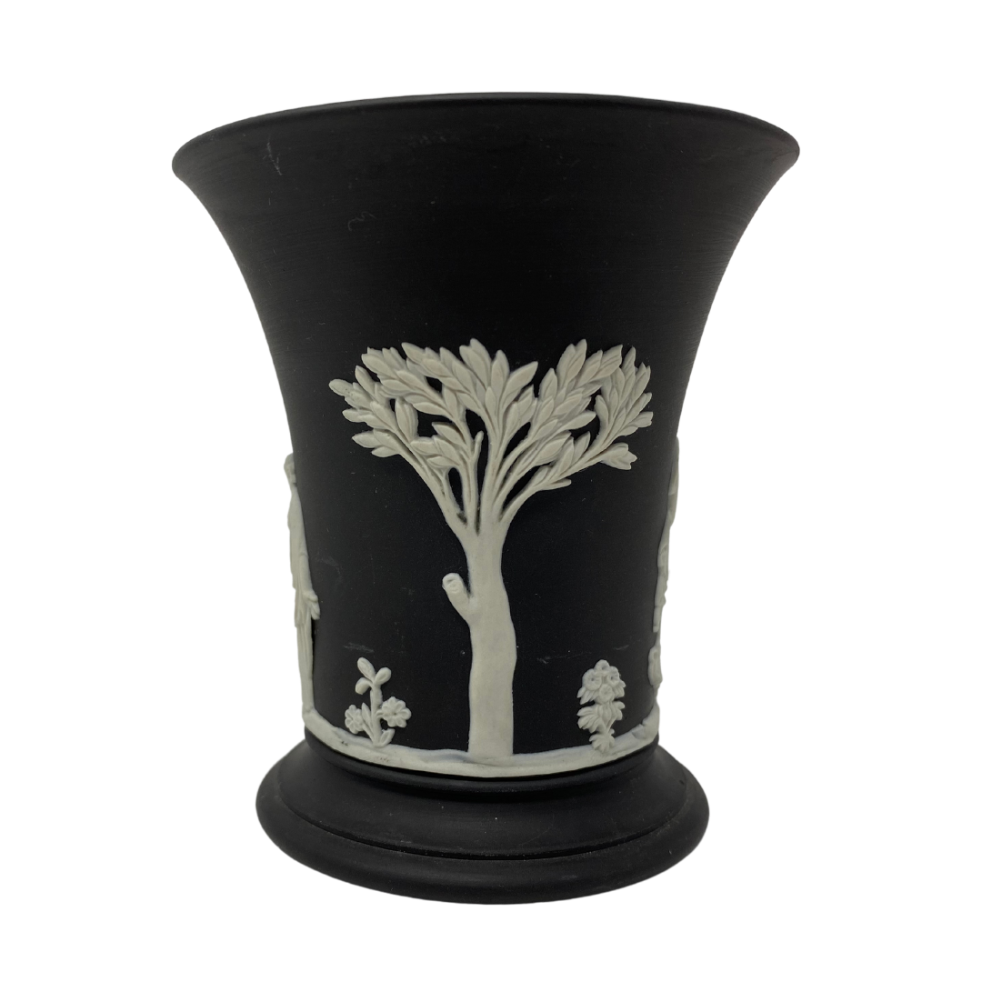 Black Jasperware Wedgwood Trumpet Vase