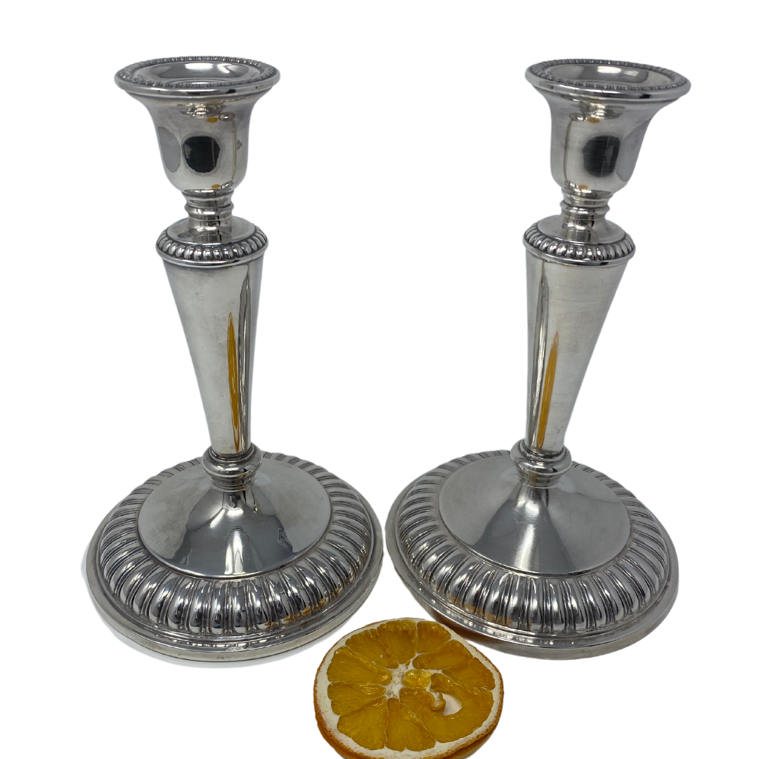 A Pair Of Edwardian Silver Plated Converted Gothic Candlesticks, 644711