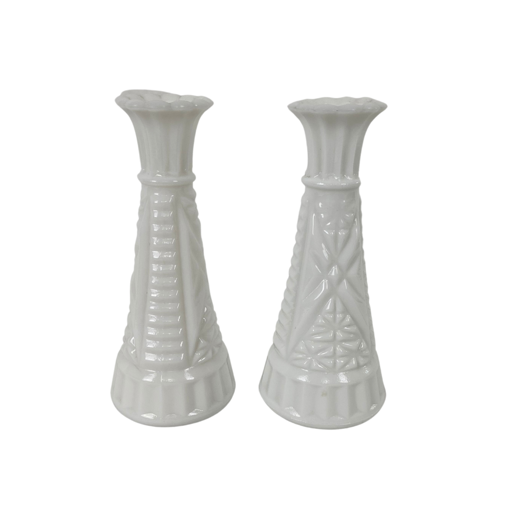 Two Milk Glass Bud Vases