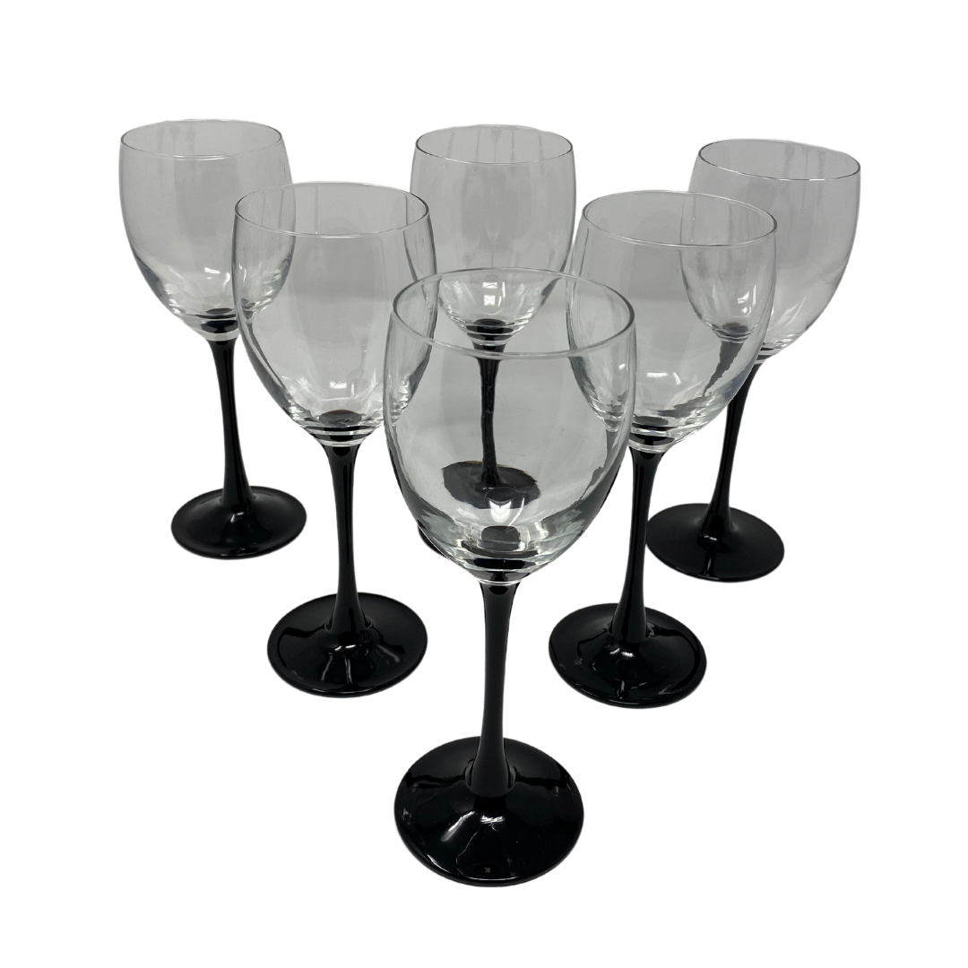 Black Stemmed Wine Glasses (6)