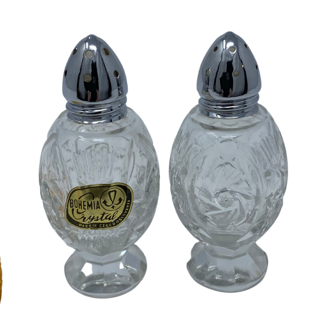 Czech Crystal Salt & Pepper Shaker with Chrome Top