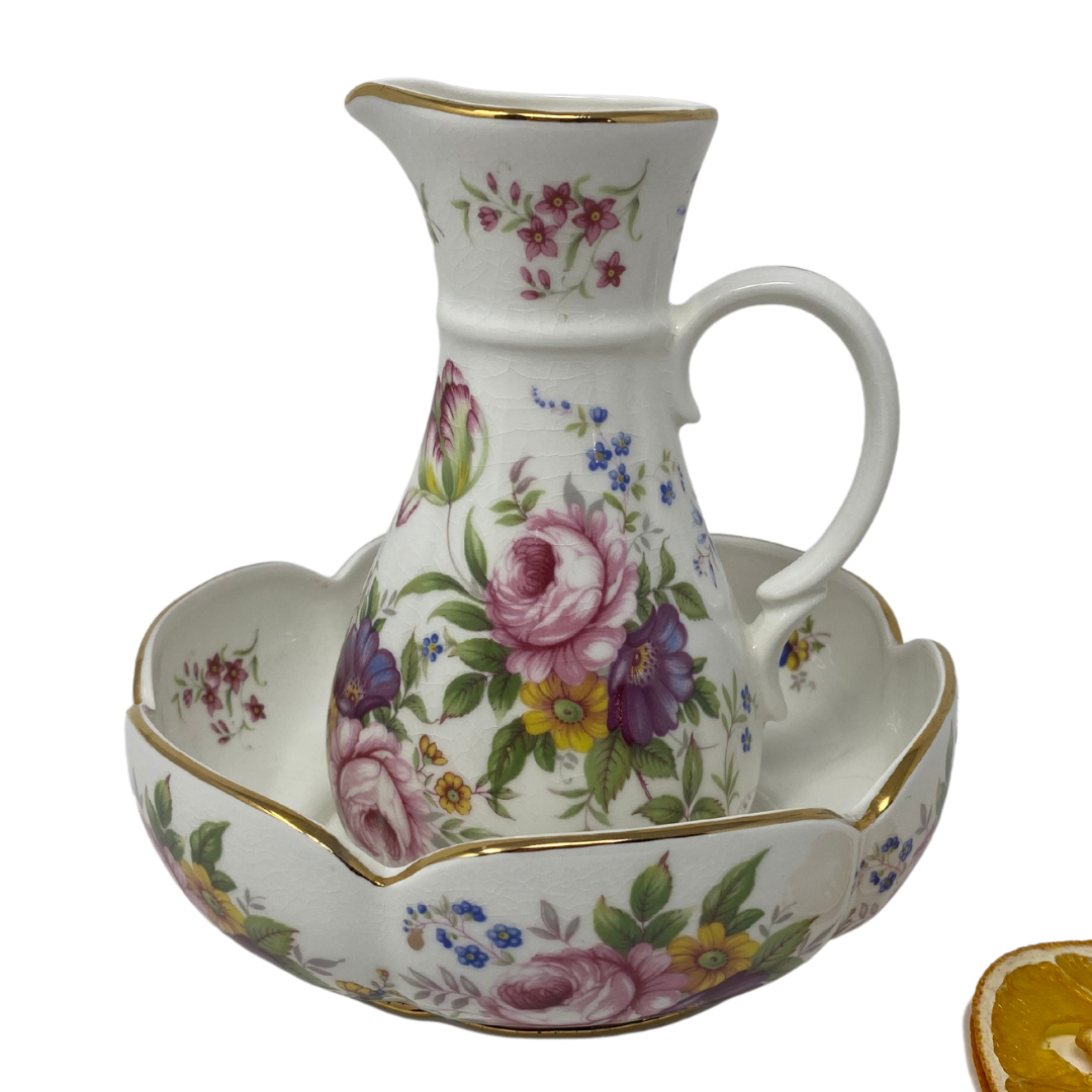 Small Fenton Flowered Jug and Basin