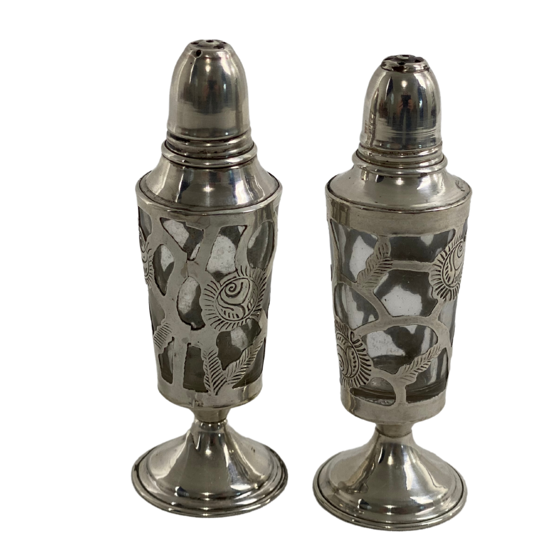 Silver Overlay Salt and Pepper Shakers
