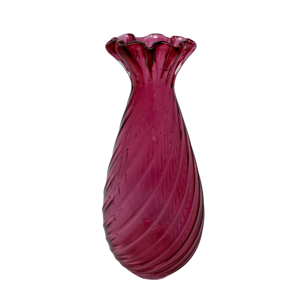 Hand Blown Cranberry Vase
