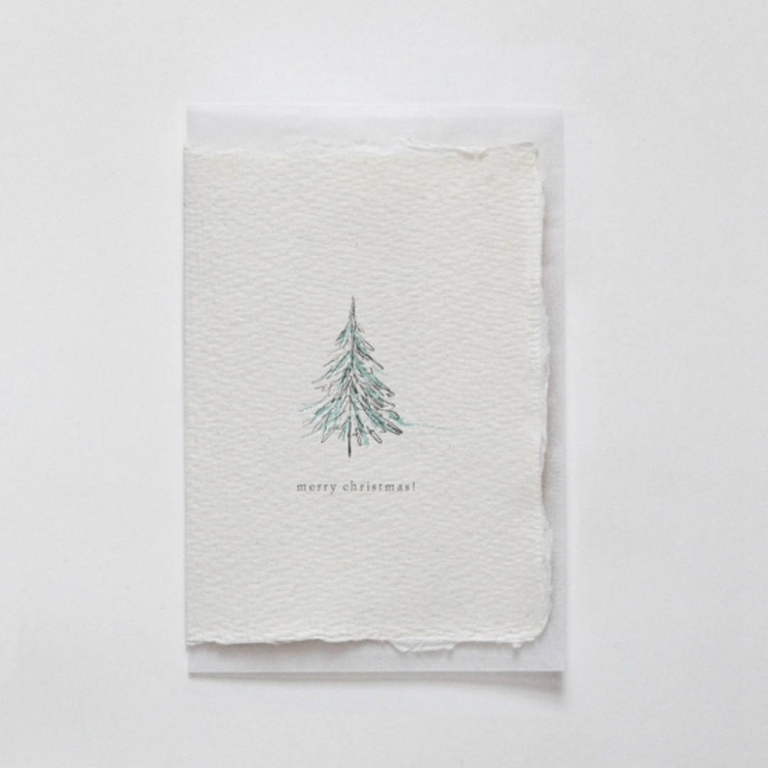 Merry Christmas Tree Illustration Mini Card