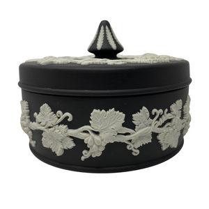 Black Jasperware Wedgwood Round Trinket Box