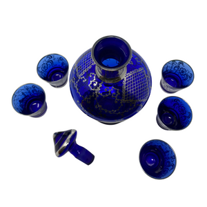 Blue Venetian Decanter and Glasses (5)