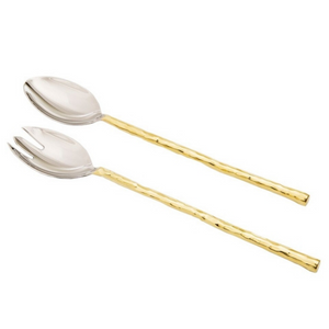 Two Piece Gold and Silver Salad Servers (Handmade)